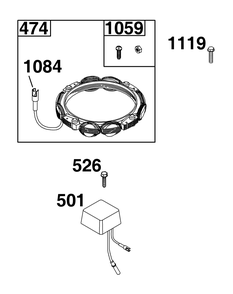 Alternator Group Diagram and Parts List for 40N777-0010-B5 400000 - 699999 Briggs and Stratton Engine